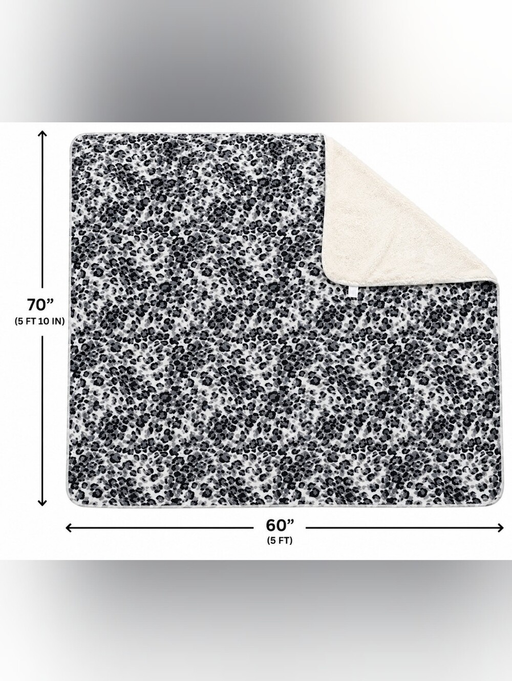 Cozy Black and White Leopard Print Sherpa Blanket